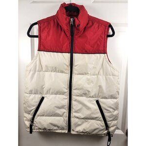 Vintage Abercrombie Puffer Vest Red & White Zipper Closure Size M‎